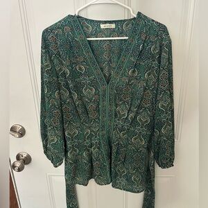 Max Studio Teal Paisley Blouse